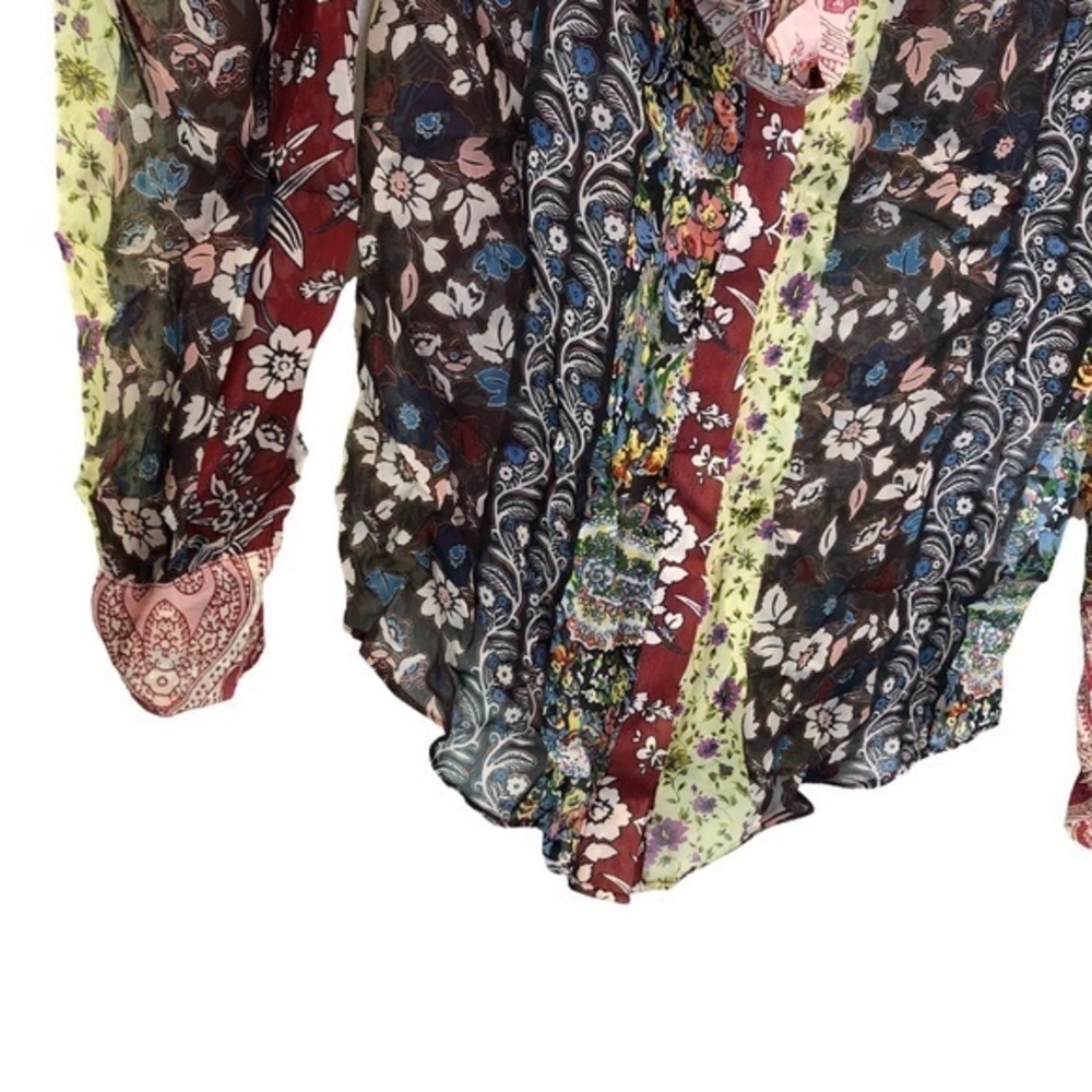 Zara Patchwork Printed Bow Neck Chiffon Long Slee… - image 6